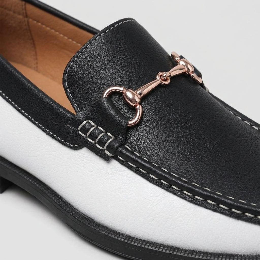 Men's Perforated Chain Bit Slip-On Penny Loafers