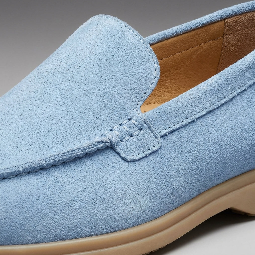 Men's Loafers Slip-On Moc-Toe Suede Rubber Sole Casual