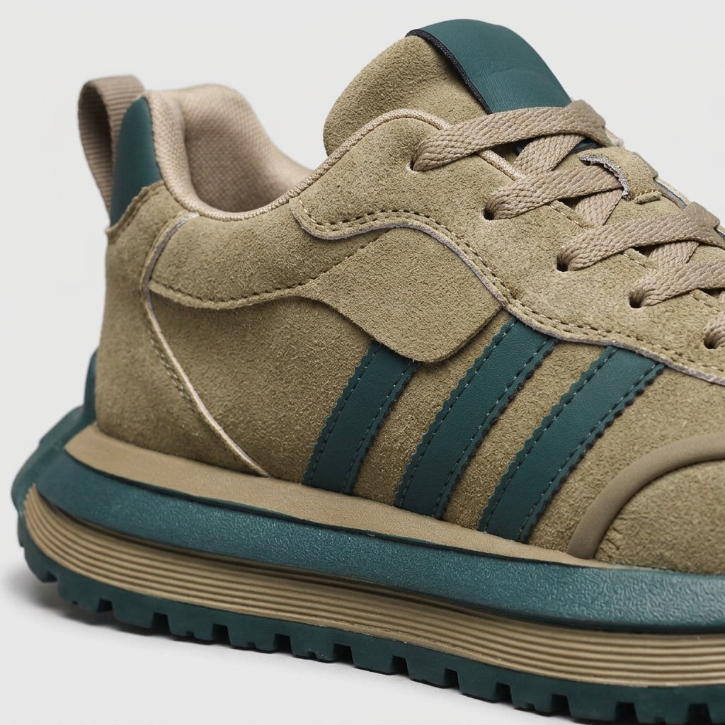 Men's Lace-Up Retro Runner Sneakers with Striped Side Panel