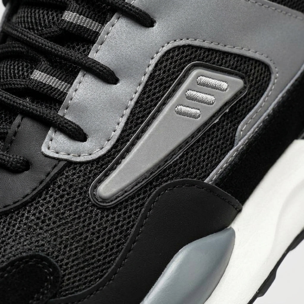 Men's Lace-Up Mesh Sneakers with Contrast Panels and Chunky Sole