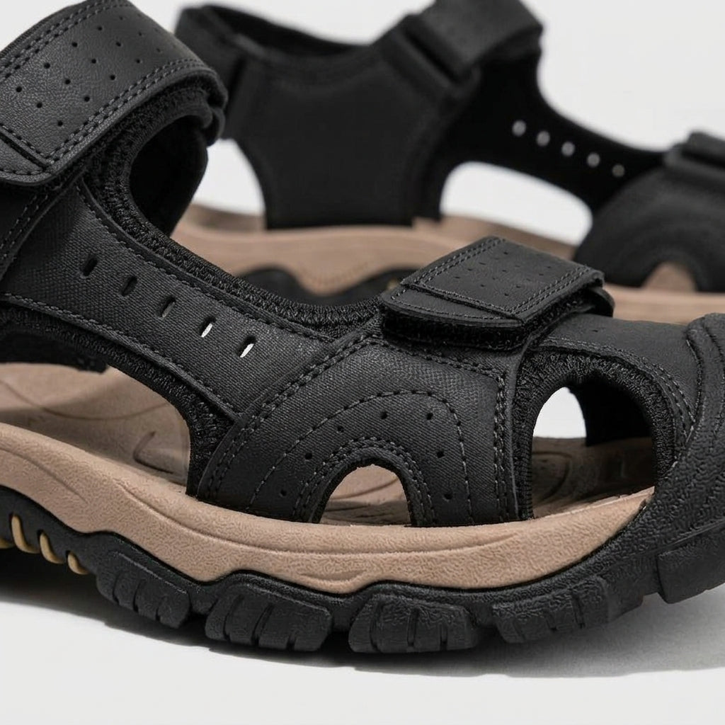 Men's Sandals Closed-Toe Protective Cap Adjustable Velcro Straps