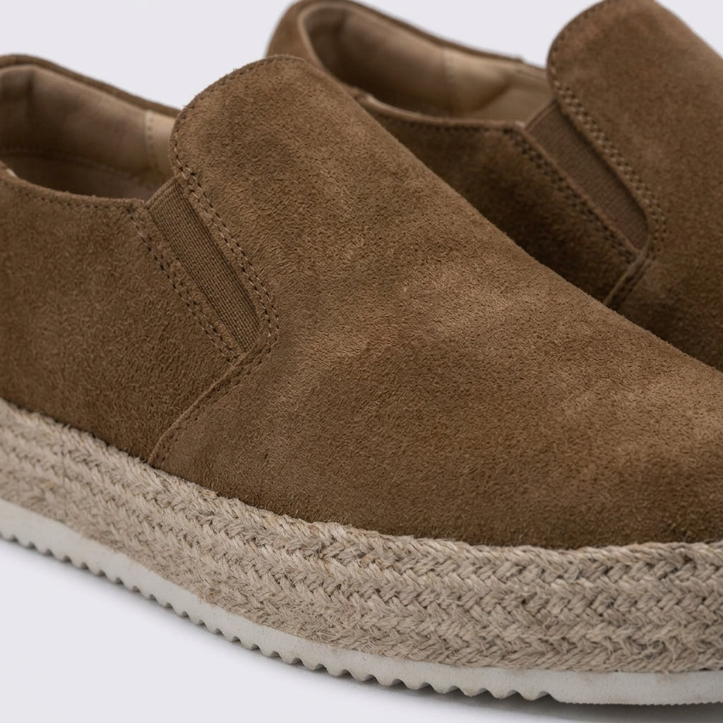 Men's Slip-On Sneakers Suede Upper Espadrille Sole Round Toe