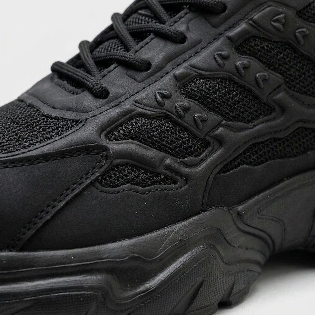 Men's Chunky Sneakers - Lace-Up Low Top Shoes with Thick Rubber Sole