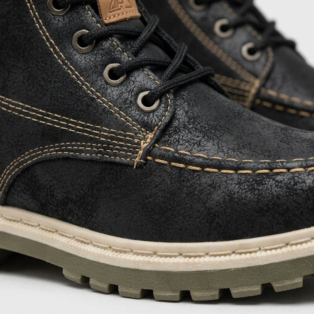 Men's Mocktoe Boots Casual Wedge Sole Lace-Up Ankle
