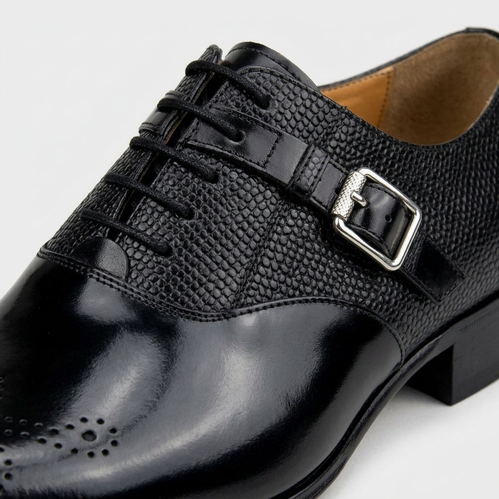 Men's Leather Oxford Dress Shoes - Brogue Toe - Lace-Up