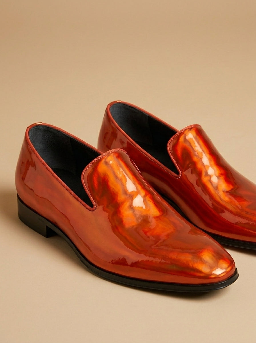 Men’s Glossy Dress Loafers – Slip-On Formal Party Shoes