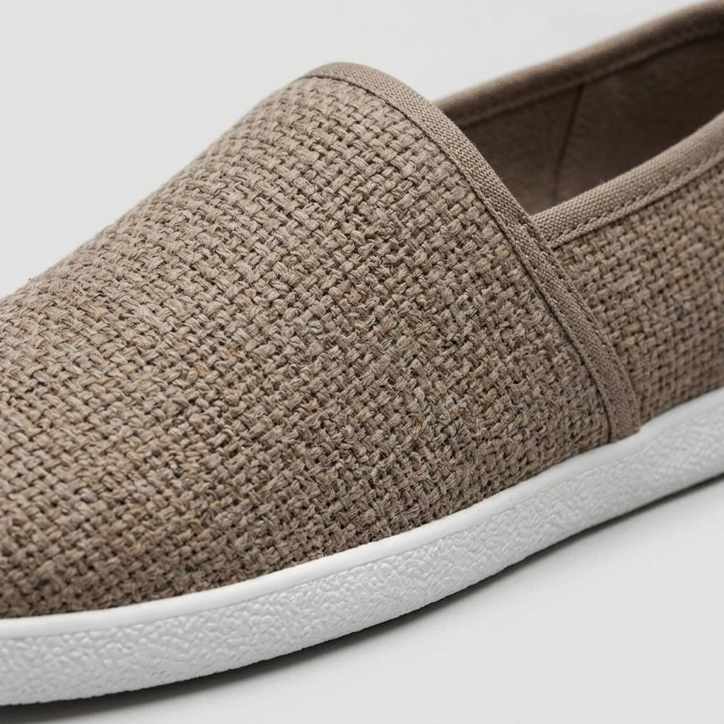 Men's Woven Slip-On Loafers with Round Toe and Flat Sole