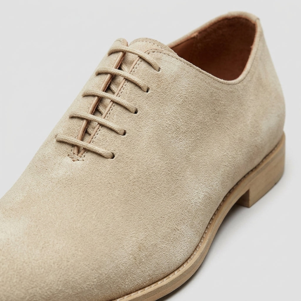 Men's Suede Oxford Shoes with Plain Toe and Lace-Up Closure
