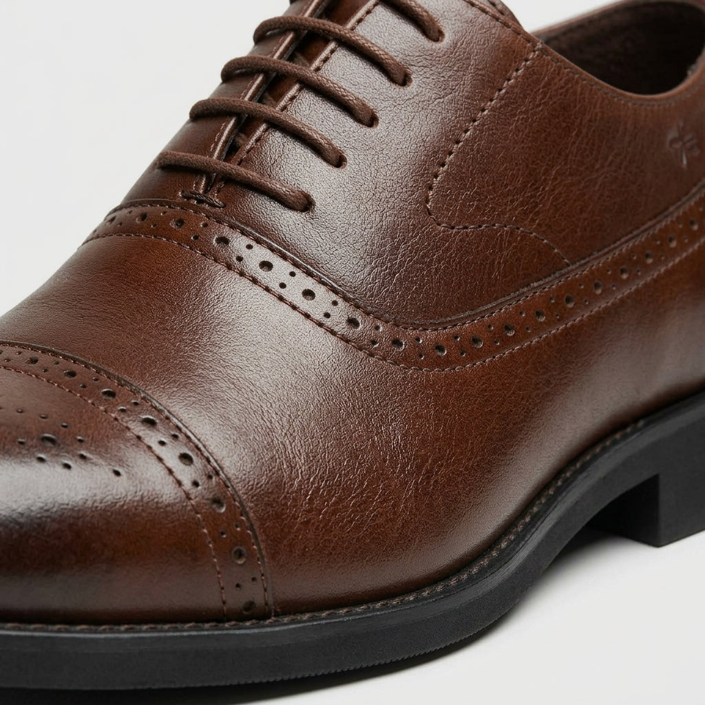 Men's Oxfords Cap-Toe Brogue Lace-Up Dress Shoes