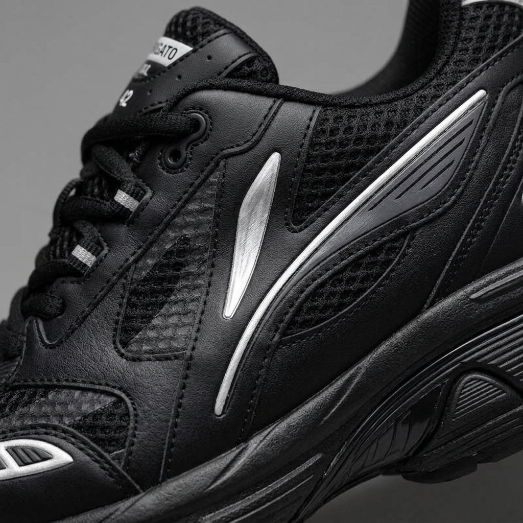 Men's Chunky Lace-Up Sneakers with Mesh Upper and Deep-Lugged Sole
