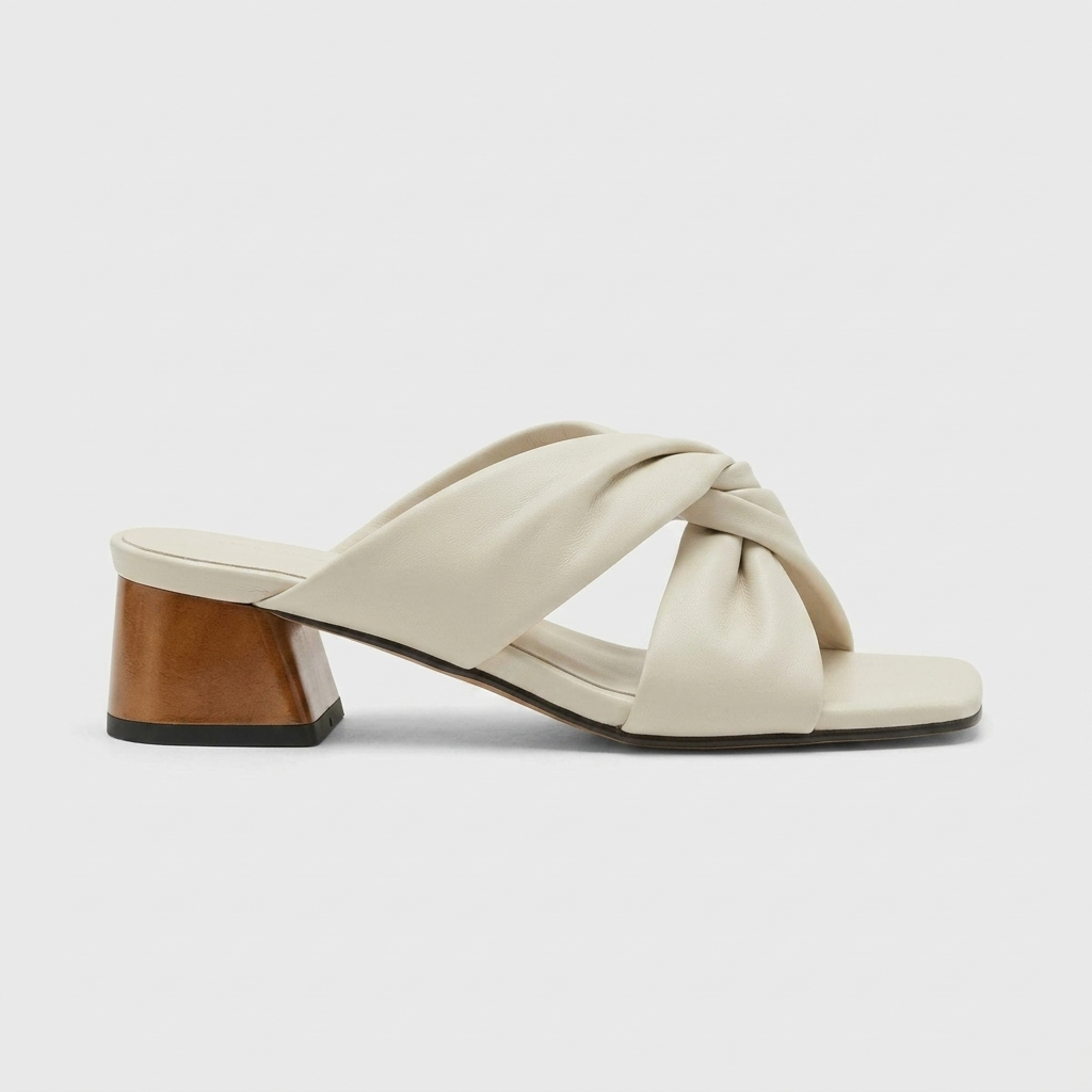 Women's Knotted Bow Block Heel Sandals - Open Toe Mule Style