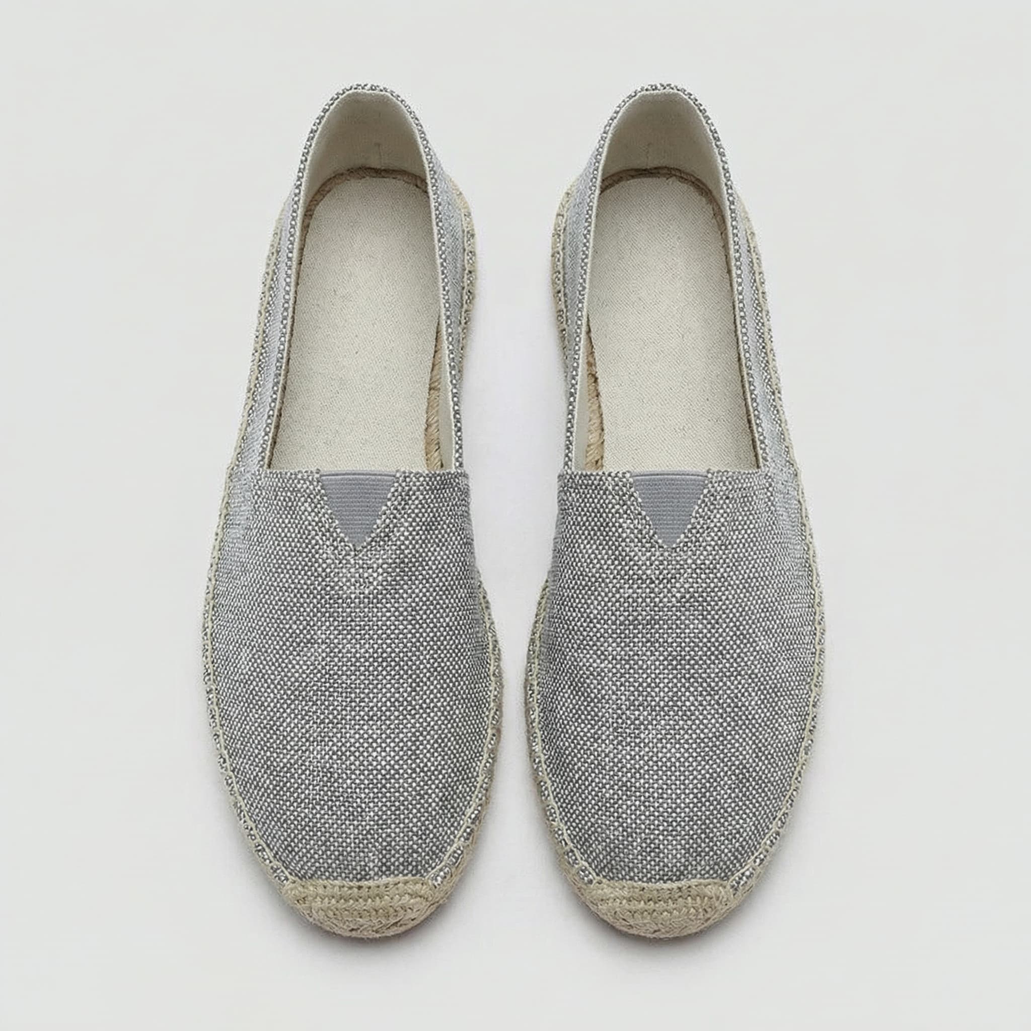 Men's Slip-On Espadrilles Canvas Round-Toe Braided Jute Sole Flats