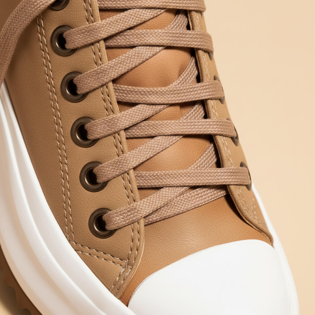 Women's Low-Top Platform Sneakers - Round Toe Lace-Up Canvas