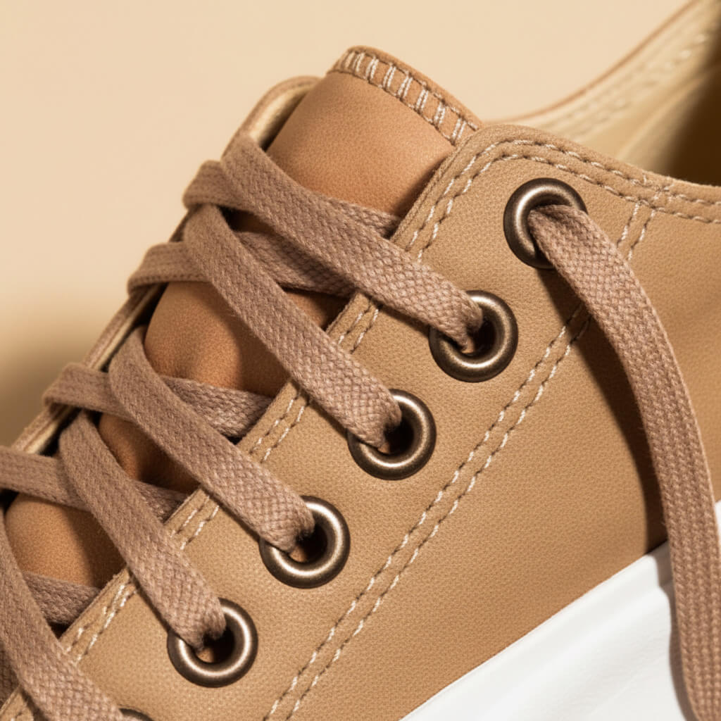 Women's Low-Top Platform Sneakers - Round Toe Lace-Up Canvas