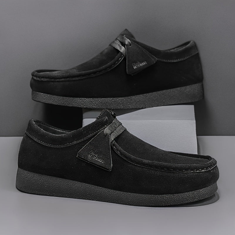 Men’s Suede Loafer Shoes with Crepe Sole – Casual Lace Detail