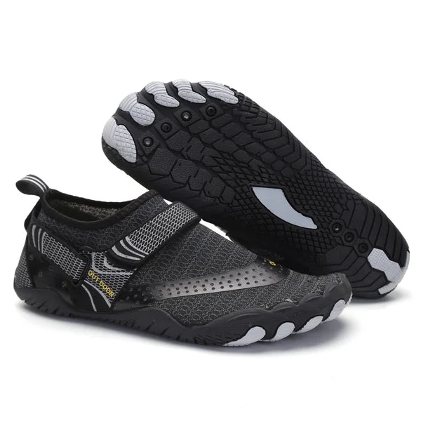 Men's Athletic Shoes Mesh Hook-Loop Closure Toe Pod Rubber Sole
