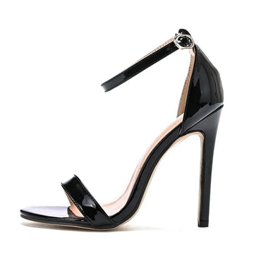 Women's Open Toe Ankle Strap Heeled Sandals - Single Toe Band - Stiletto Heel - Patent Upper