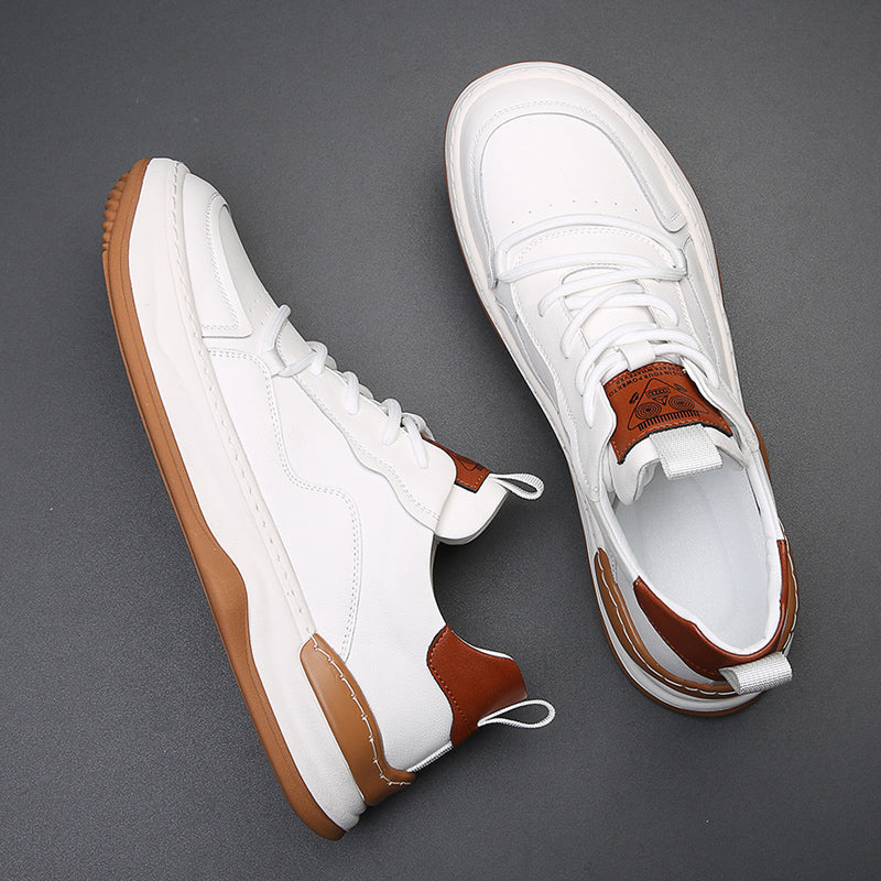 Men’s Lace-Up Low-Top Sneakers with Rounded Toe and Flat Sole