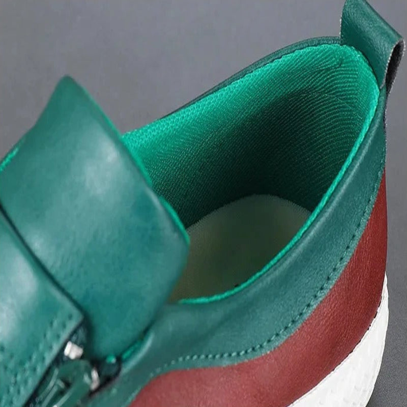 Men’s Zip-Front Slip-On Sneakers with Almond Toe and Textured Sole