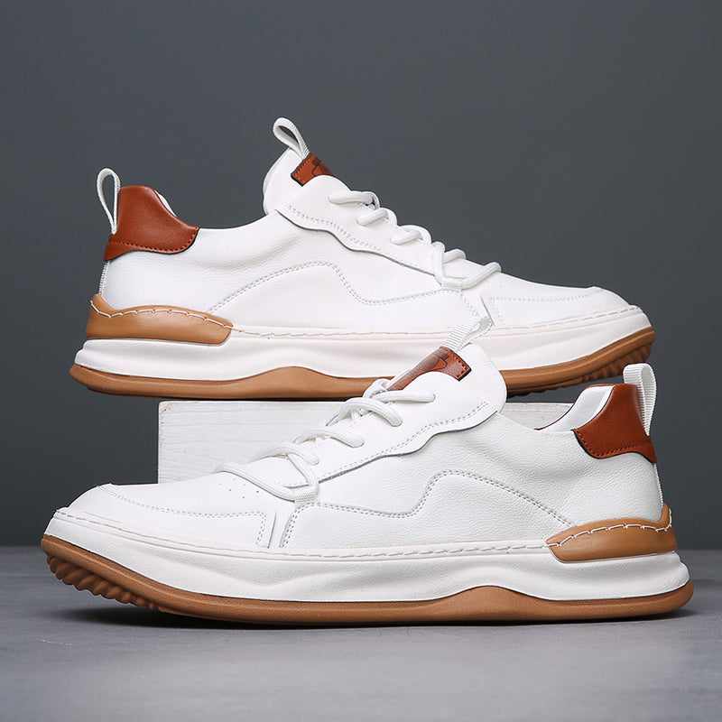 Men’s Lace-Up Low-Top Sneakers with Rounded Toe and Flat Sole