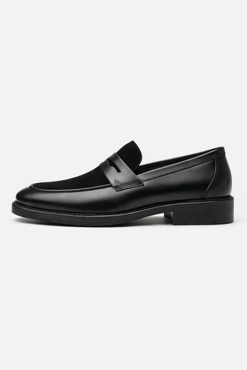 Men's Loafers - Slip-On - Penny Strap - Suede Vamp - Lug Sole