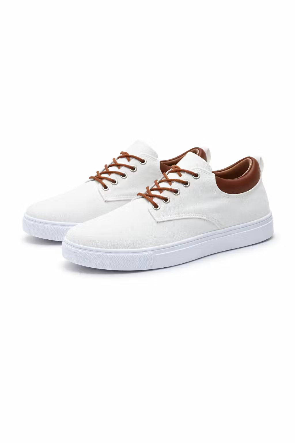 Men's Sneakers - Low-Top - Lace-Up - Canvas - White Sole