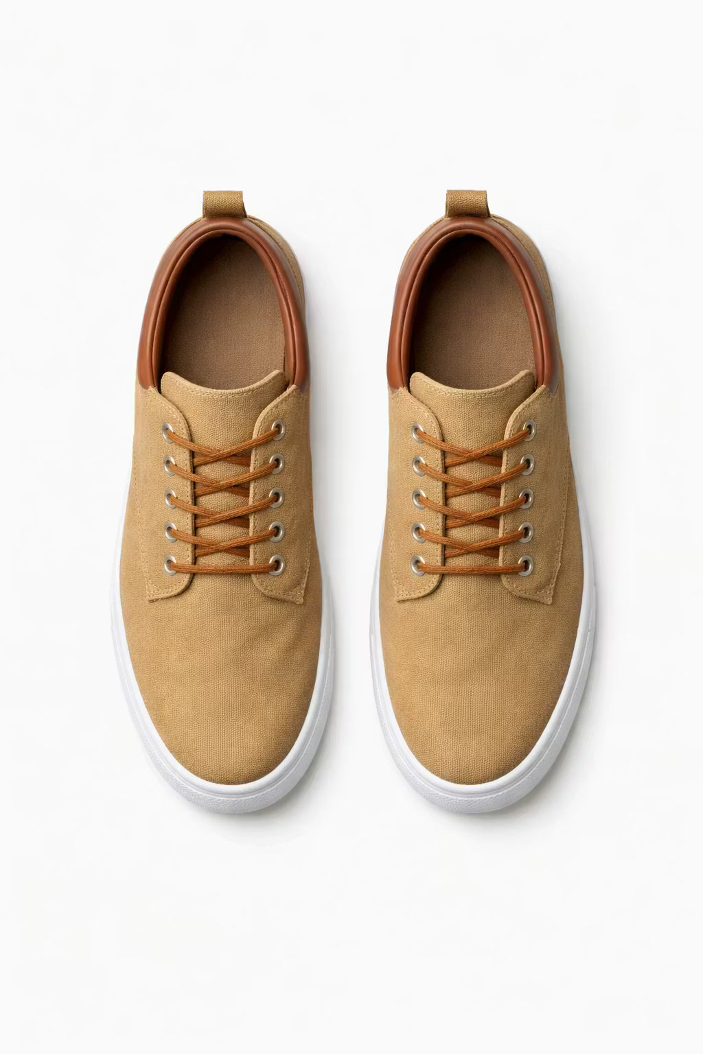 Men's Sneakers - Low-Top - Lace-Up - Canvas - White Sole