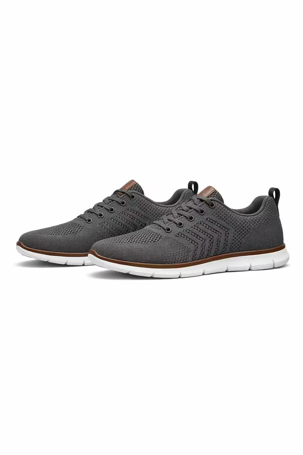 Men's Sneakers - Low-Top - Lace-Up - Ribbed Knit Upper - Pull Tab