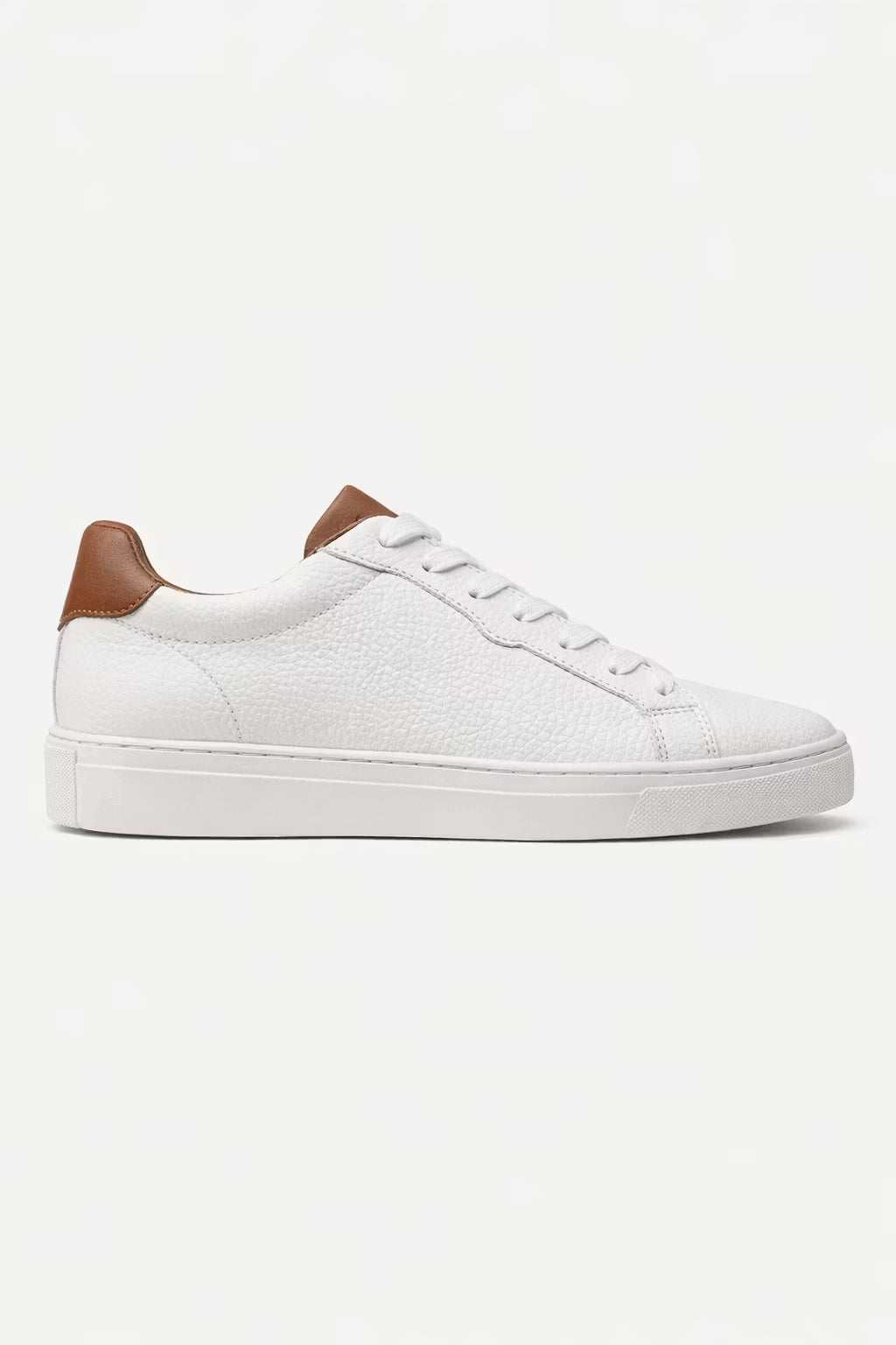 Men's Sneakers - Low-Top - Lace-Up - Textured Leather - Flat