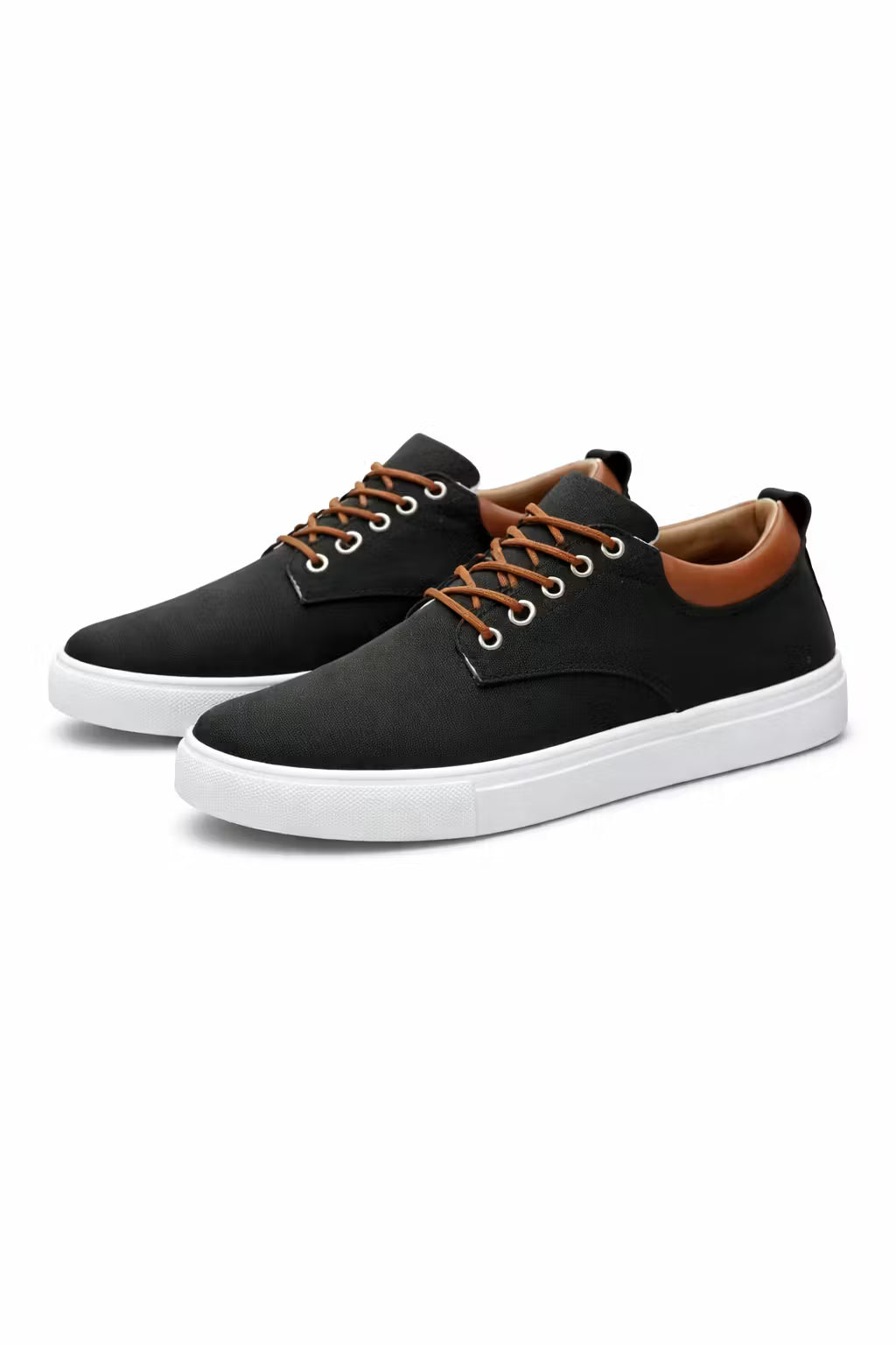 Men's Sneakers - Low-Top - Lace-Up - Canvas - White Sole