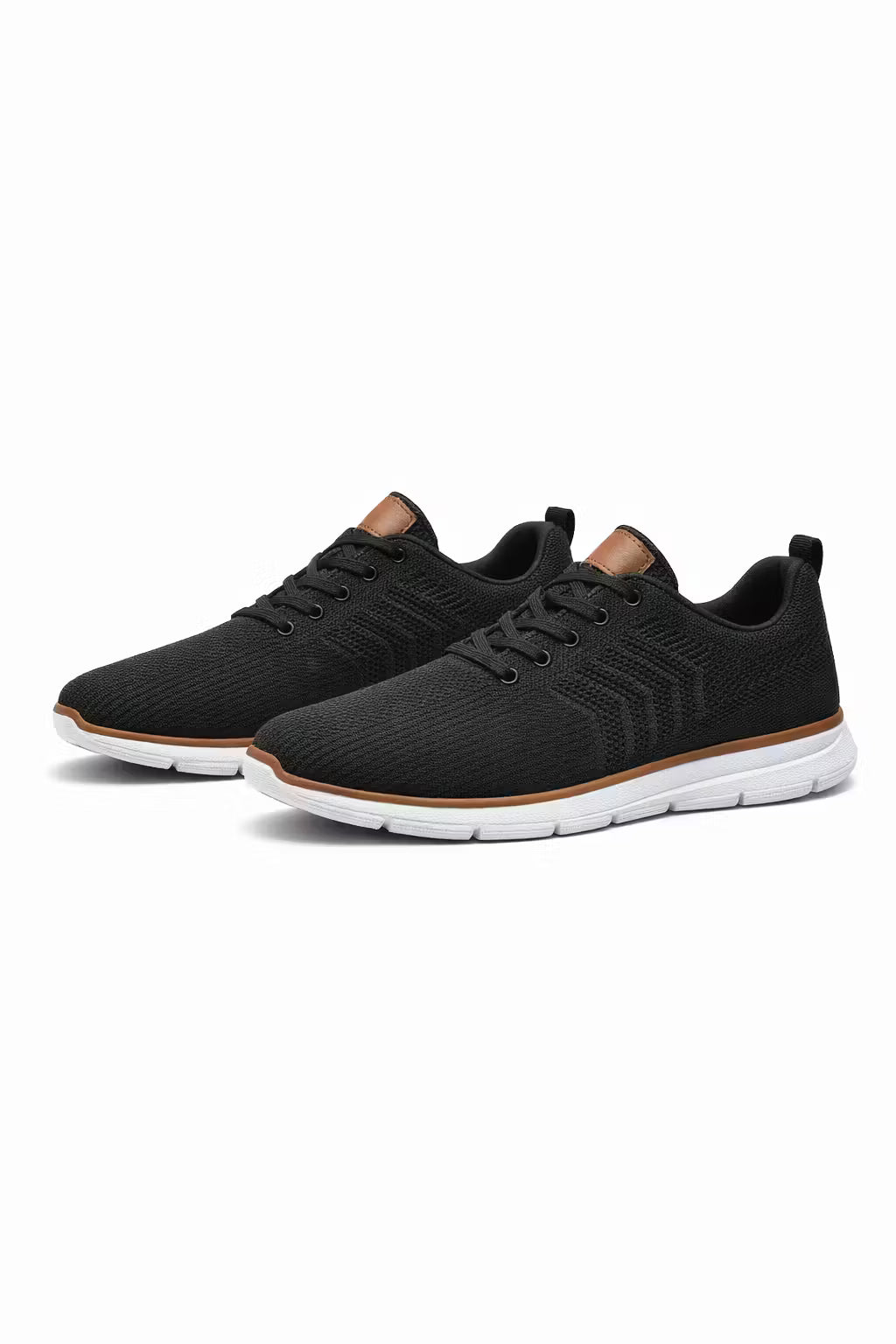 Men's Sneakers - Low-Top - Lace-Up - Ribbed Knit Upper - Pull Tab