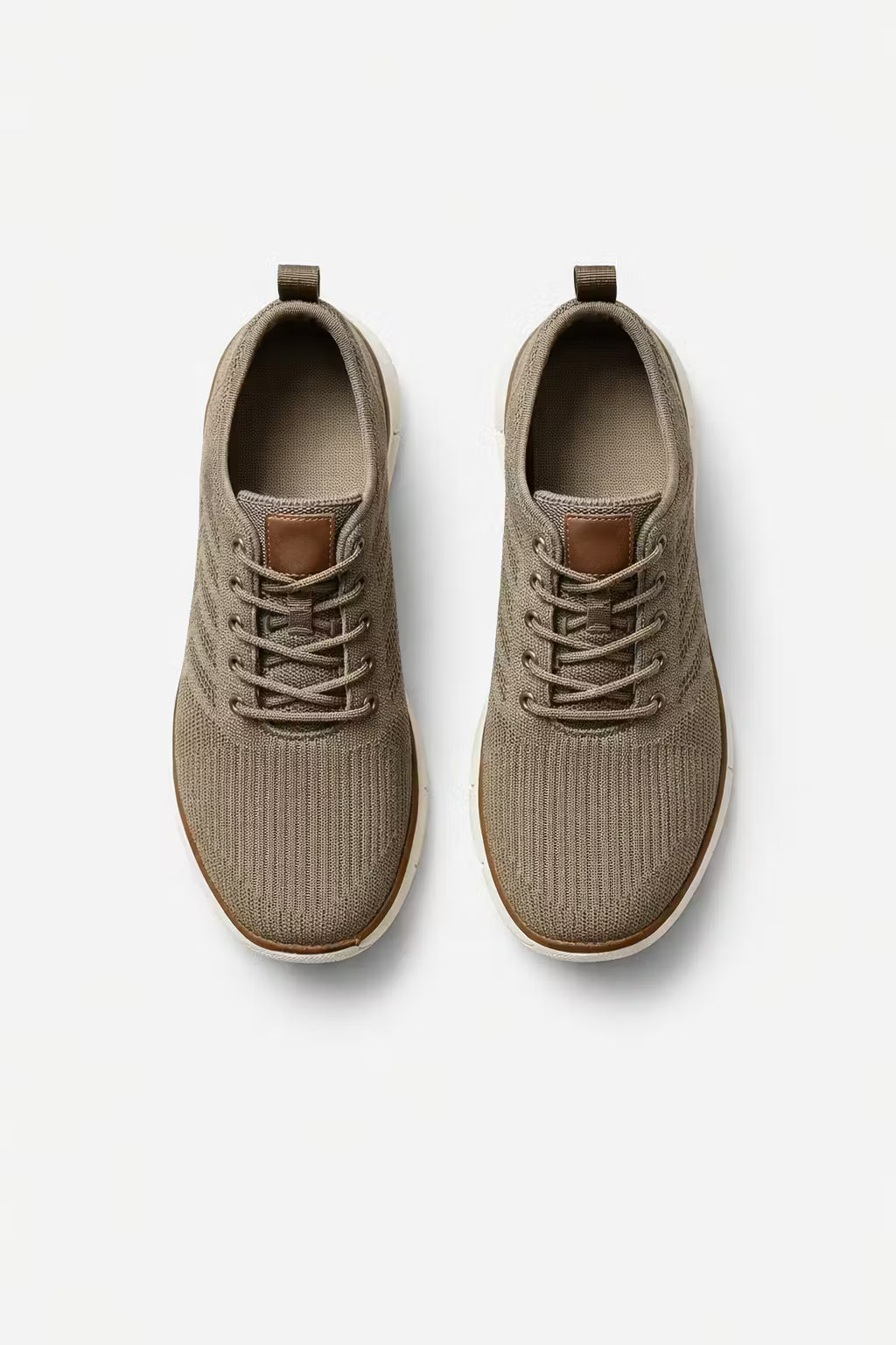 Men's Sneakers - Low-Top - Lace-Up - Ribbed Knit Upper - Pull Tab
