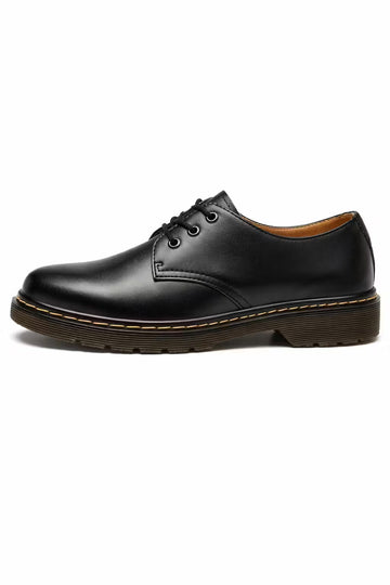 Men's Derby Shoes - Round Toe - Lace-Up - Ridged Sole - Leather