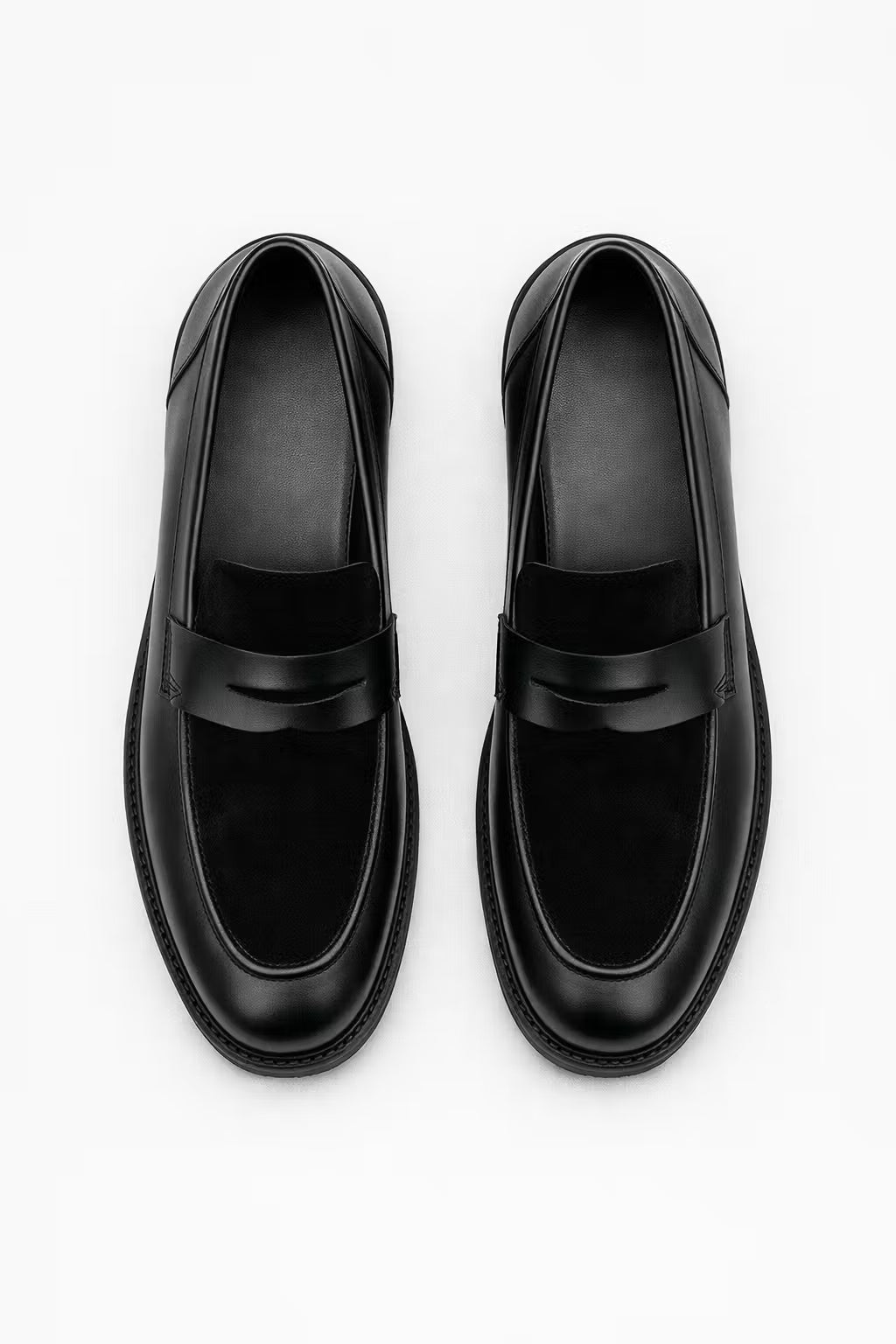 Men's Loafers - Slip-On - Penny Strap - Suede Vamp - Lug Sole