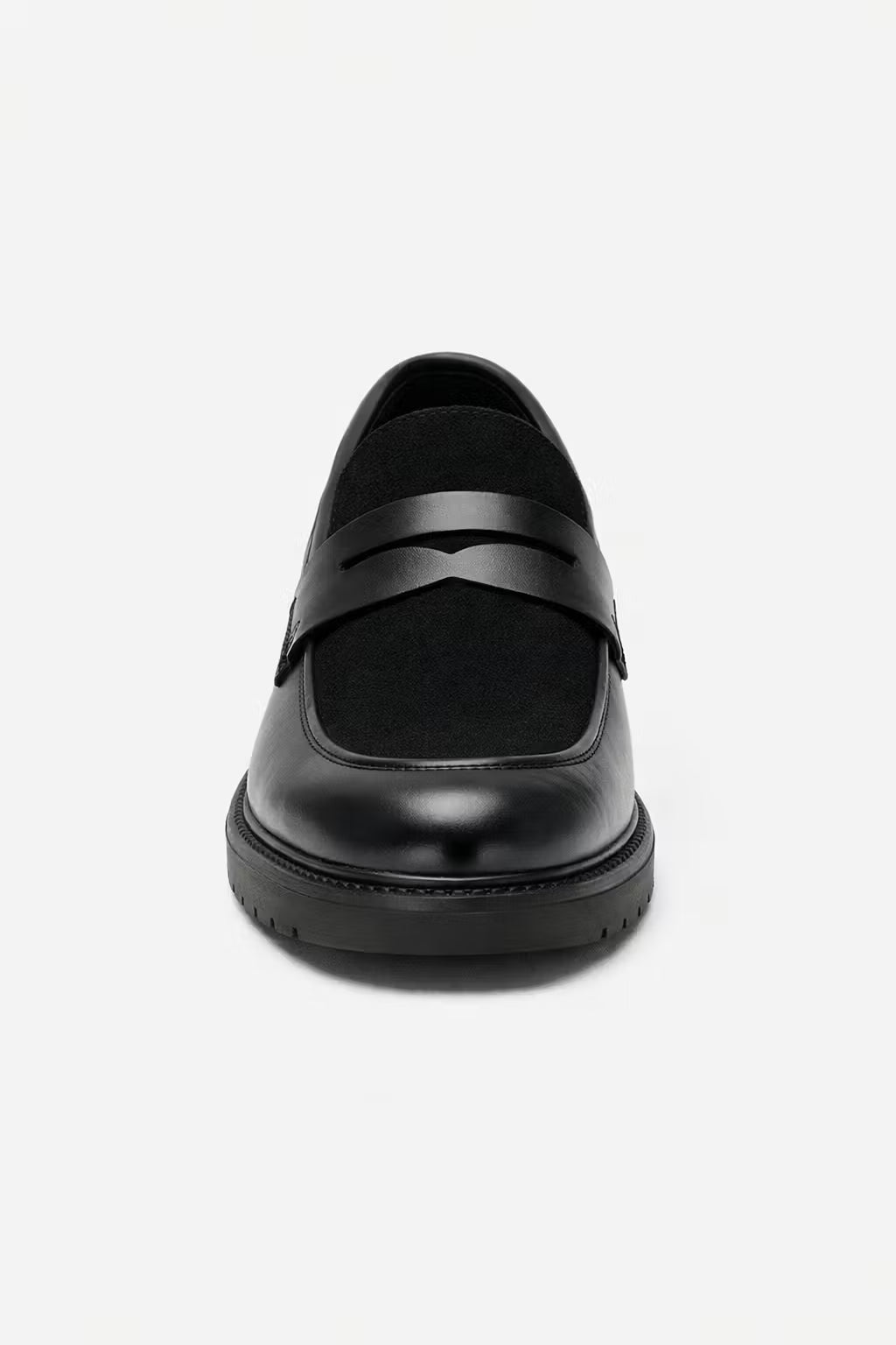 Men's Loafers - Slip-On - Penny Strap - Suede Vamp - Lug Sole