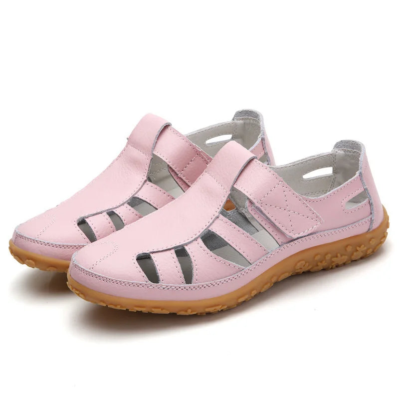 Women's Fisherman Sandals - Hook Loop Closure - Cut-out Design