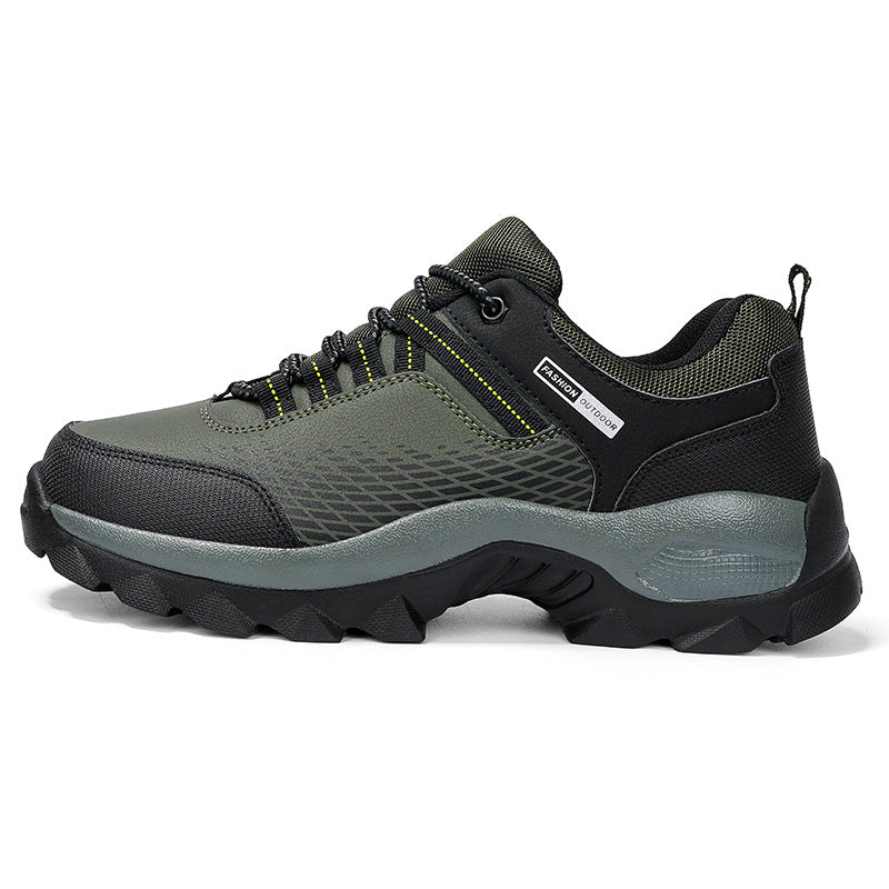 Men's Rounded Toe Lace-Up Shoes with Mesh Upper - Lugged Sole