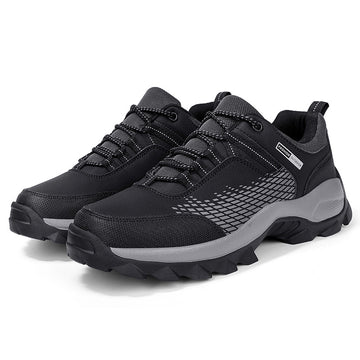 Men's Rounded Toe Lace-Up Shoes with Mesh Upper - Lugged Sole