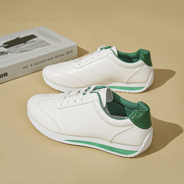 Women’s Lace-Up Low-Top Sneakers with Panel Stitching and Contrast Trim