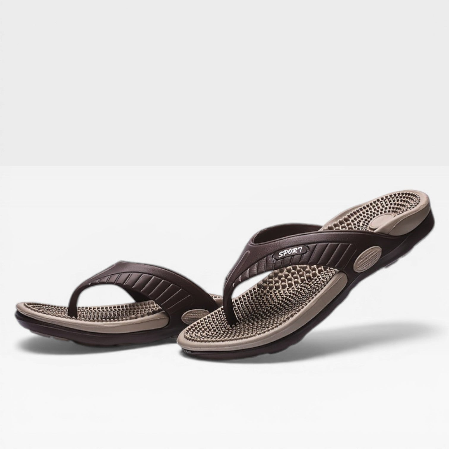 Men's Flip-Flop Sandals Thong Strap Textured Footbed Flat Sole