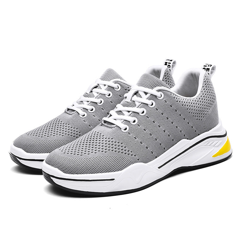 Men's Lace-Up Mesh Sneakers with Contrast Sole and Round Toe