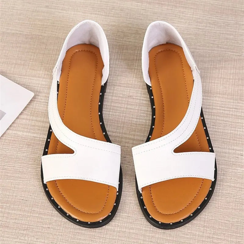 Women's Cross-Over Slingback Strappy Flat Sandals with Buckle Closure