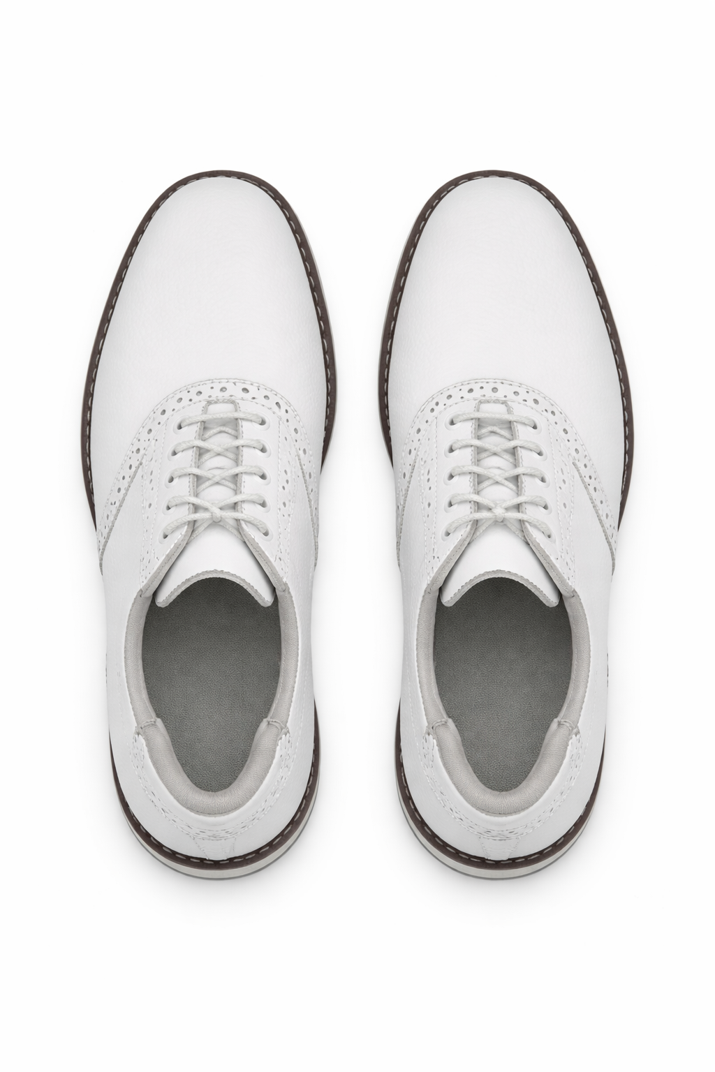Men's Golf Shoes - Lace-Up - Wingtip - Spiked Sole - Leather