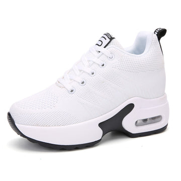Women's Knit Platform Sneakers with Lace-Up Closure and Chunky Sole