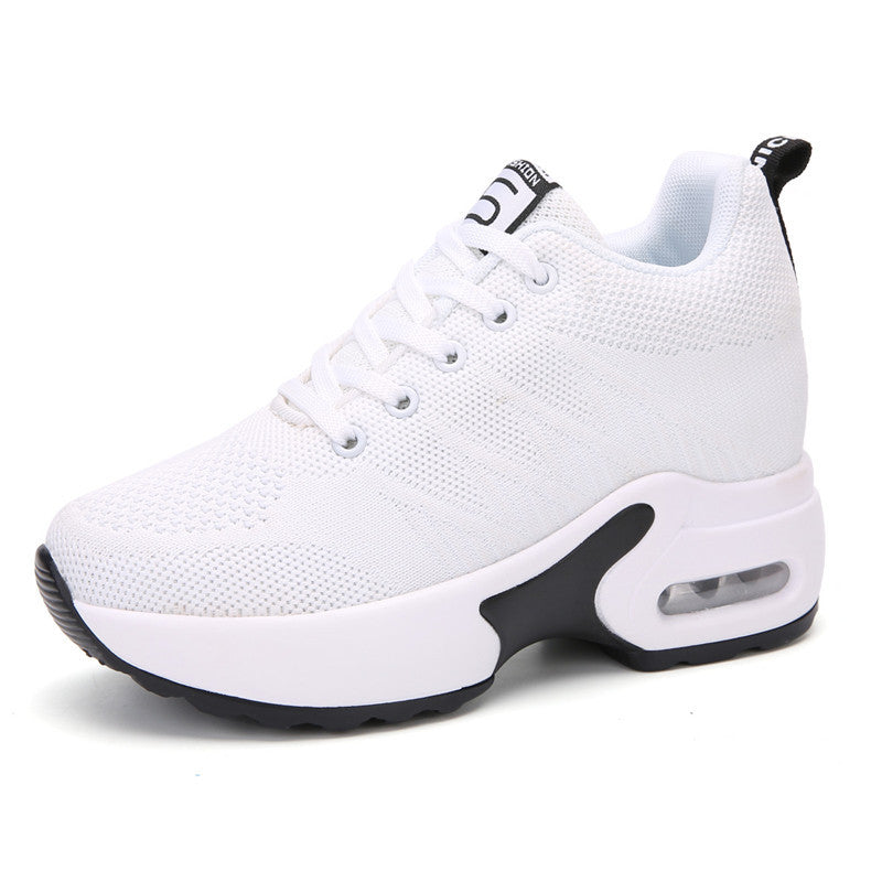 Women's Knit Platform Sneakers with Lace-Up Closure and Chunky Sole