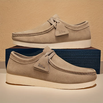 Men’s Suede Loafer Shoes with Crepe Sole – Casual Lace Detail