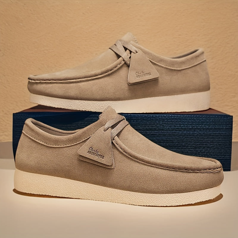 Men’s Suede Loafer Shoes with Crepe Sole – Casual Lace Detail