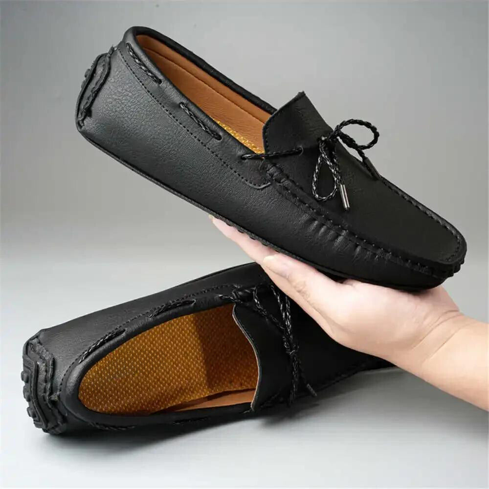 Men’s Slip-On Driving Loafers with Almond Toe, Front Lace Detail, and Rubber Grip Sole