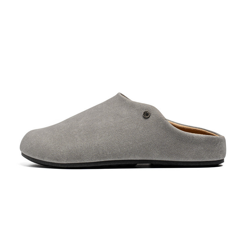 Men's Slip On Mule Loafers – Round Toe Closed Front Suede with Open Heel