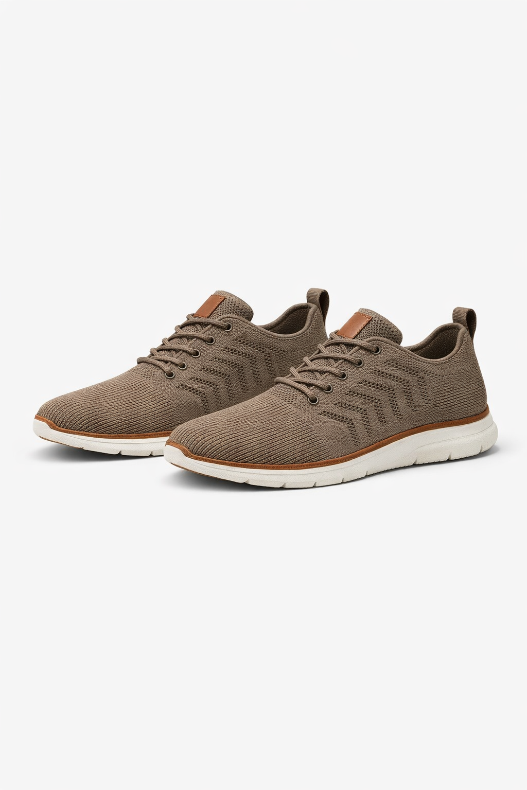 Men's Sneakers - Low-Top - Lace-Up - Ribbed Knit Upper - Pull Tab